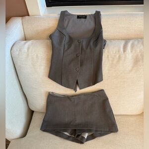 White fox Gray Vest and Skort Set